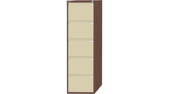 Bisley Filing Cabinet with 5 Lockable Drawers - Brown & Cream