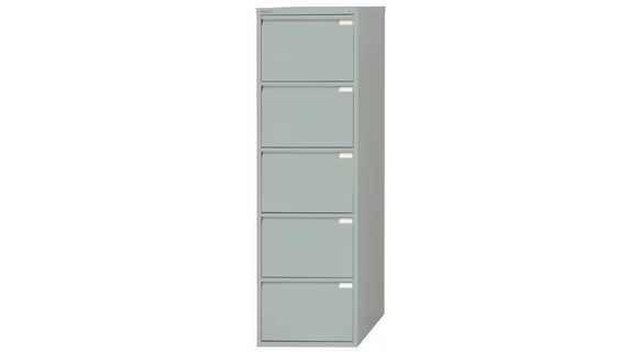 Bisley Filing Cabinet with 5 Lockable Drawers - Goose Grey