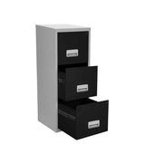 Pierre Henry 3 Drawer Maxi Filing Cabinet - Silver/Black
