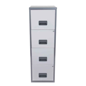 Pierre Henry 4 Drawer Maxi Tall Filing Cabinet - Silver/White