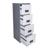 Pierre Henry 4 Drawer Maxi Tall Filing Cabinet - Silver/White