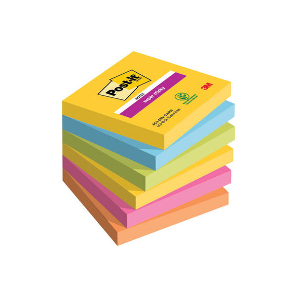 Post-it Super Sticky Notes 76x76mm 90 Sheets Carnival (Pack of 6) 654-6SS-CARN