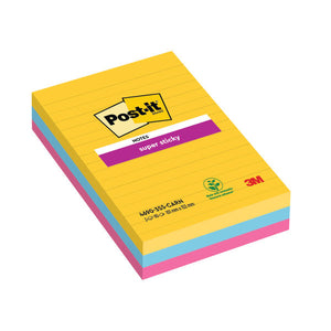 Post-it Super Sticky XXL Notes 101x152mm Lined Rio (Pack of 3) 4690-SS3RIO