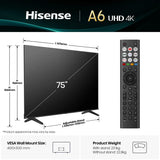 Hisense 75A6QTUK 75" 4K UHD Smart TV Dolby Vision HDR10+ VIDAA Freely WiFi 60Hz