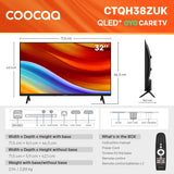Coocaa 32" CT0H38 QLED HD Smart TV HDR10 Dolby Audio TiVo Freely WiFi 2026 Black