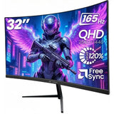 CRUA CR320C 32" QHD Curved Gaming Monitor 165Hz 1500R FreeSync 120% sRGB HDMI DP