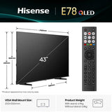 Hisense 43E78QTUK 43" 4K QLED Smart TV Dolby Vision HDR10+ Atmos VIDAA WiFi 60Hz