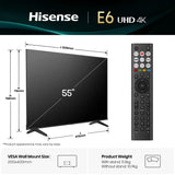 Hisense 55E6QTUK 55" 4K UHD HDR Smart TV VIDAA Freely AI Upscaler Game Mode WiFi