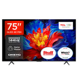 TCL 75P8K 75" QLED 4K HDR Smart Google TV 144Hz Gaming Dolby Atmos Onkyo WiFi UK