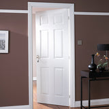 White 6 Panel Internal Door Woodgrain Effect Contemporary Unglazed 1981x686x35mm