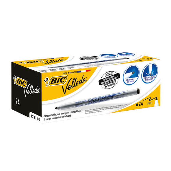 Bic Velleda 1721 Whiteboard Marker Fine Black (Pack of 24) 841842