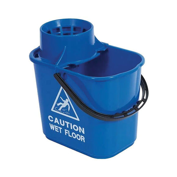 2Work Plastic Mop Bucket With Wringer 15 Litre Blue CNT00660