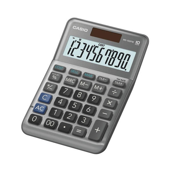 Casio MS-100FM 10 Digit Desktop Calculator Silver MS-100FM-WA-UP