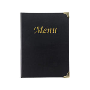 Securit Basic Range Menu Book Cover with 4 Fixed Double-sided A4 Inserts Black MC-BRA4-BL