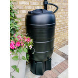 210L Water Butt Kit Rain Barrel Stand Tap Lid Diverter Garden Water Saver BLACK