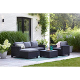 Keter California 3 Seater Outdoor Garden Furniture Chaise Longue - Graphite with Grey Cushions