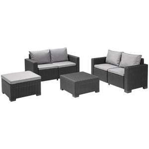 Keter California Double 2 Seat Sofa Set And Table Graphite
