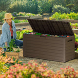 Keter Atlas Garden Storage Box 270L Outdoor Deck Chest Brown Lockable Weather UV