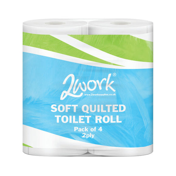 2Work Luxury 2-Ply Quilted Toilet Roll 200 Sheets (Pack of 40) DQ4Pk