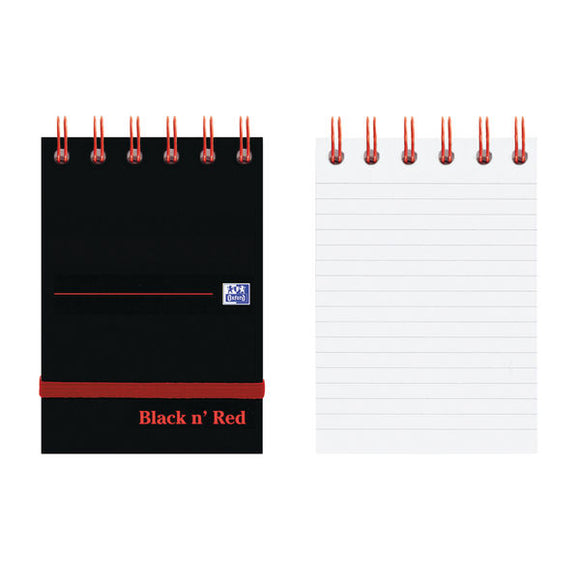 Black n' Red Wirebound Ruled Elasticated Notepad 140 Pages A7 (Pack of 5) 400050435