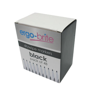 Ergo-Brite Drywipe Marker Rubber Grip Black (Pack of 48) JN10110