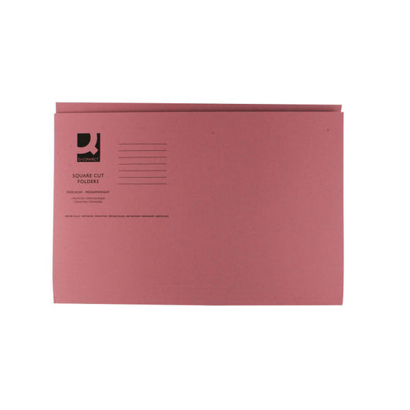 Q-Connect Square Cut Folder Mediumweight 250gsm Foolscap Pink (Pack of 100) KF01187