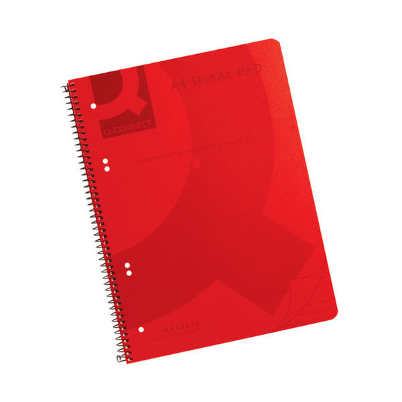 Q-Connect Spiral Bound Polypropylene Notebook 160 Pages A4 Red (5 Pack) KF10038