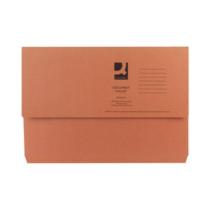 Q-Connect Document Wallet Foolscap Orange (Pack of 50) KF23014