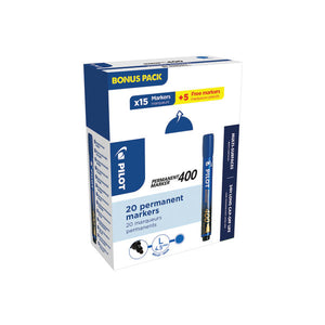 Pilot Permanent Marker 400 Chisel Tip Blue Value Pack 15 + 5 FREE (Pack of 20) 3131910504078