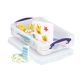 Really Useful 4L Plastic Storage Box With Lid 395x255x80mm Clear KING4C