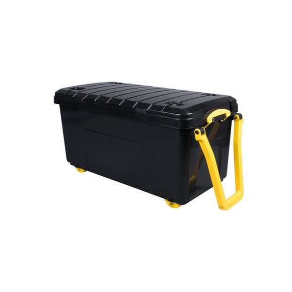 Really Useful 160L Plastic Storage Box With Lid Black 160LG-WHTR-BKCB