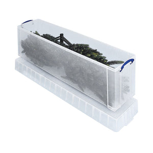 Really Useful 77L Plastic Storage Box and Lid Clip Lock Handles Clear 1200x270x360mm Stackable 77CCB