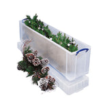 Really Useful 77L Plastic Storage Box and Lid Clip Lock Handles Clear 1200x270x360mm Stackable 77CCB