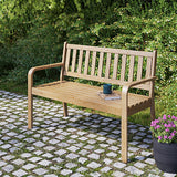 GoodHome Riveo Wooden 2 Seater Garden Bench Acacia Patio Outdoor Natural Seat UK