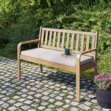 GoodHome Riveo Wooden 2 Seater Garden Bench Acacia Patio Outdoor Natural Seat UK