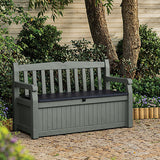 Keter Eden 265L Garden Storage Bench Green Outdoor Seat Box 140cm Lockable Patio