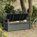 Keter Eden 265L Garden Storage Bench Green Outdoor Seat Box 140cm Lockable Patio