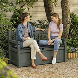 Keter Eden 265L Garden Storage Bench Green Outdoor Seat Box 140cm Lockable Patio