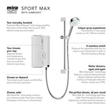 Mira Sport Max Airboost White Electric Shower, 9kW 4-Spray Pattern