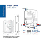 Triton Enrich 8.5kW Electric Shower White Manual Control 3 Settings 1m Hose