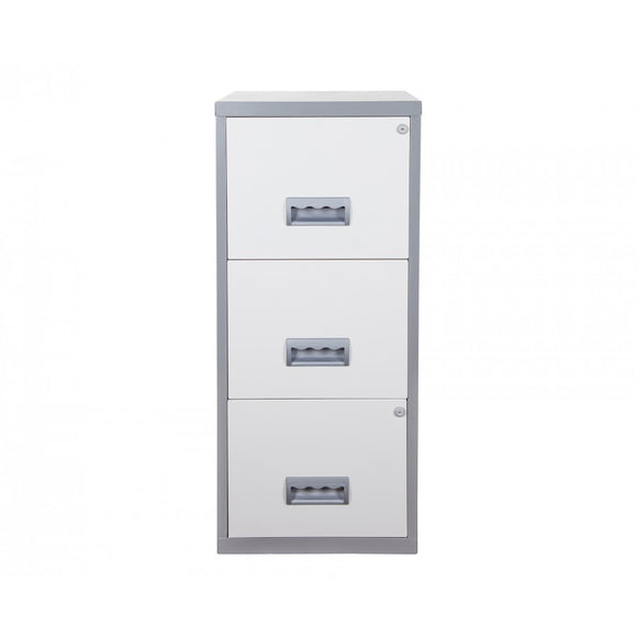 Pierre Henry 3 Drawer Maxi Filing Cabinet - Silver/White