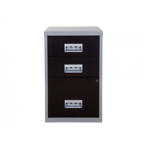 Pierre Henry 3 Drawer Combi Filing Cabinet A4 - Black/Silver
