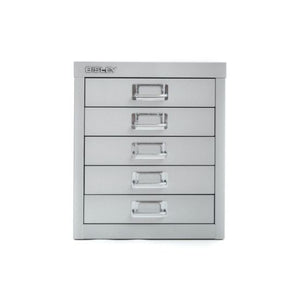 Bisley 5 Drawer Filing Cabinet - Silver