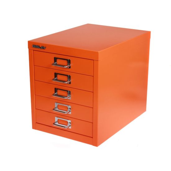 Bisley 5 Drawer Filing Cabinet - Orange