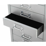 Bisley 10 Drawer Metal Filing Cabinet - Silver