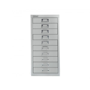 Bisley 10 Drawer Metal Filing Cabinet - Silver