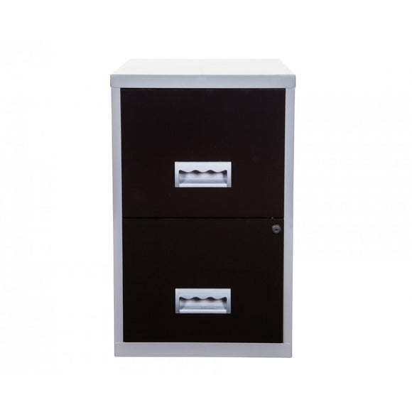 Pierre Henry 2 Drawer Maxi Tall Filing Cabinet - Silver/Black