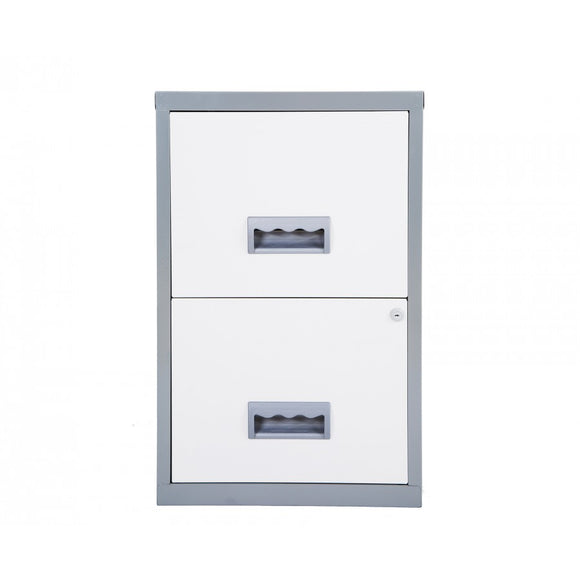 Pierre Henry 2 Drawer Maxi Tall Filing Cabinet - Silver/White