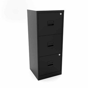 Bisley A4 3 Drawer Metal Filing Cabinet - Black