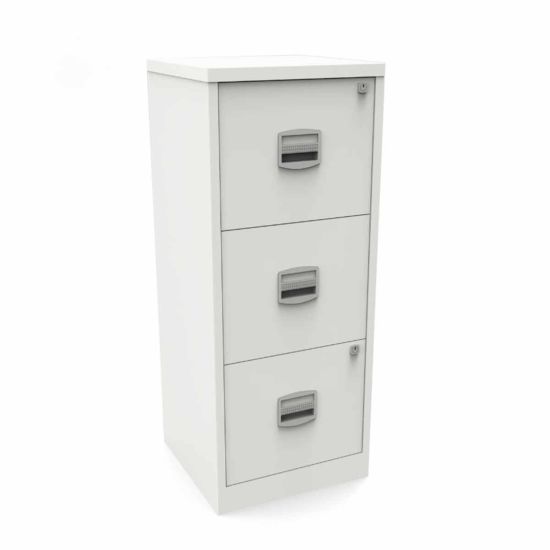 Bisley A4 3 Drawer Metal Filing Cabinet - White